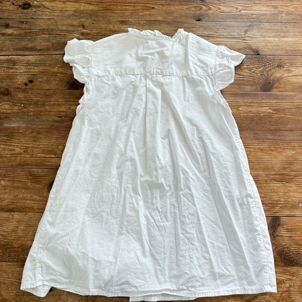White Ruffle Sleeve Button-Front Blouse - Picture 7 of 11